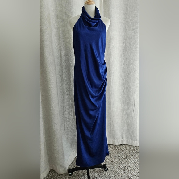 STUNNING! NWT Gianni Bini Yelena Satin Long Dress: Color- Clearwater: Size- 12 - Picture 1 of 13